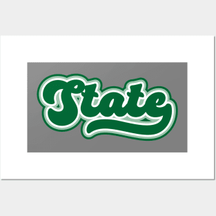 Retro State Script // Michigan Green Pride Posters and Art